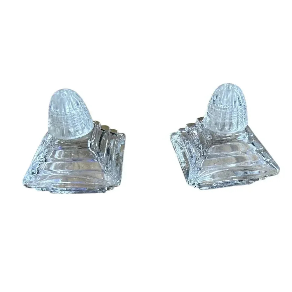 Vintage Glass Pyramid Mini Salt Pepper Shakers Art Deco Mid Century Irving Rice